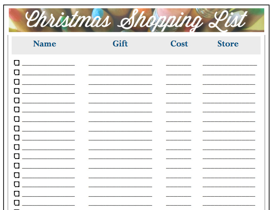 Christmas Gift List - Organized Shopping - All Those Detailsall Those 